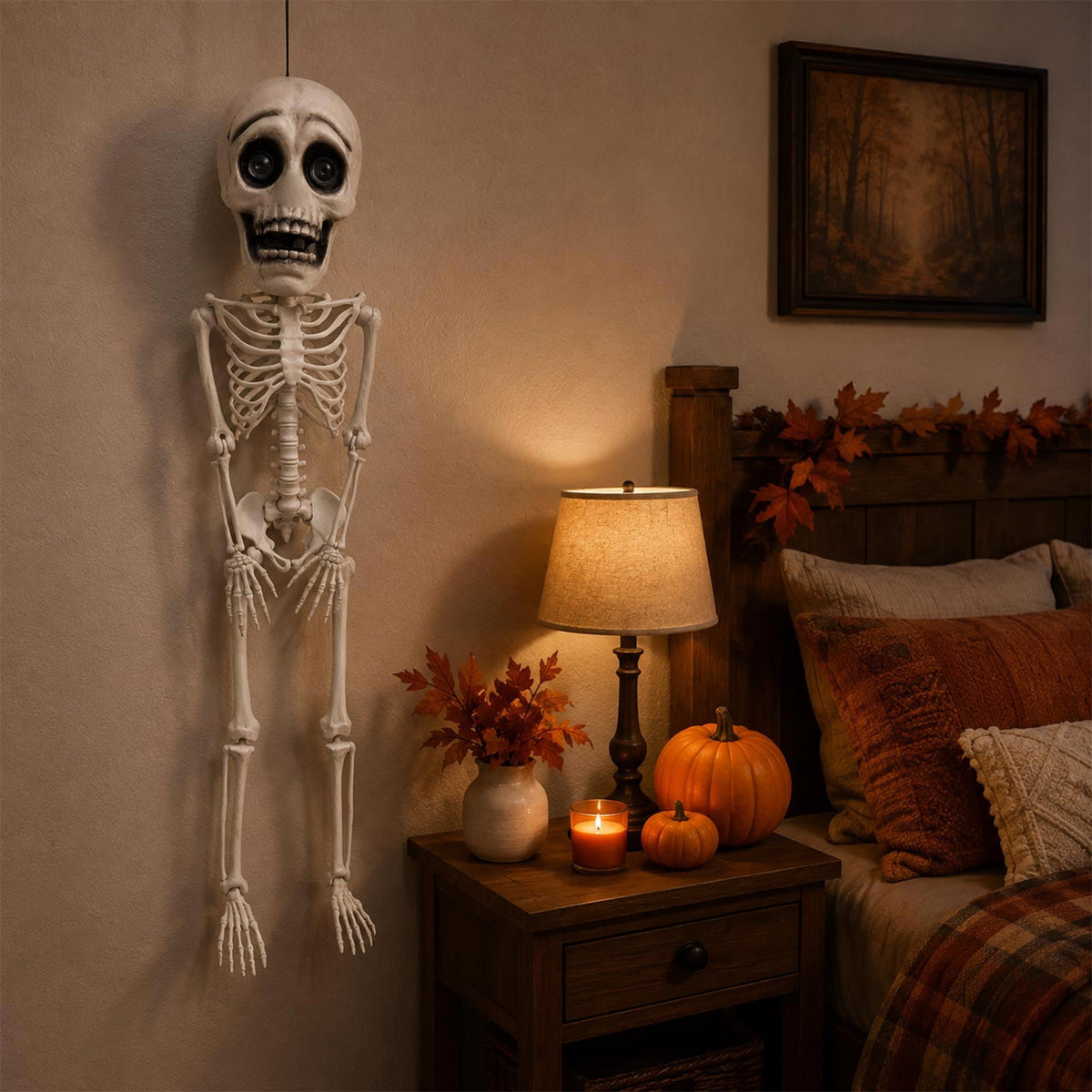 Halloween Skeleton Decorations Posable 41 Inch Plastic Skeleton Scary Creepy Halloween Decor for Indoor Outdoor Haunted House Party Spooky Display, 1 Pack