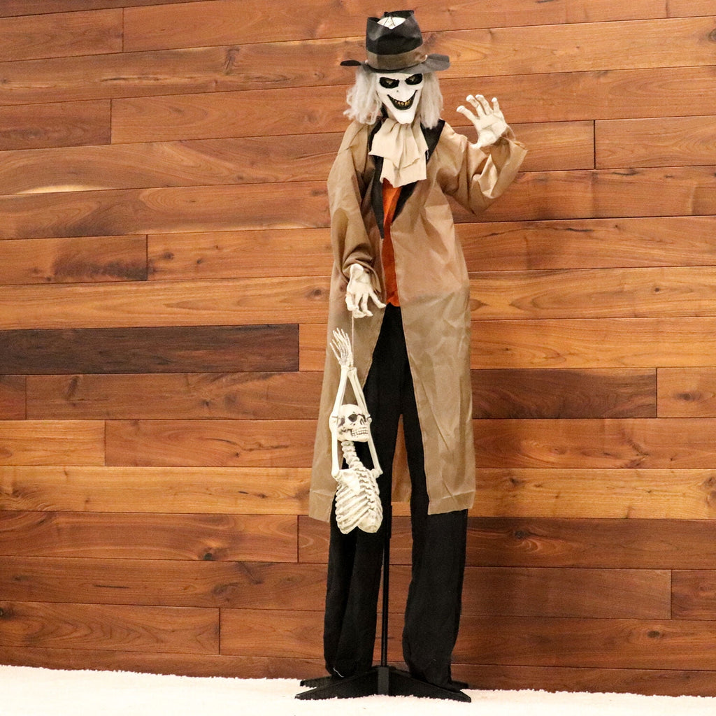 Haunted Hill Farm 5.25 ft Jebediah Bones Animatronic Gravekeeper, Indoor or Covered Outdoor Halloween Decor, Red LED Eyes, Battery-Operated, HHGRVKPR-1FLSA