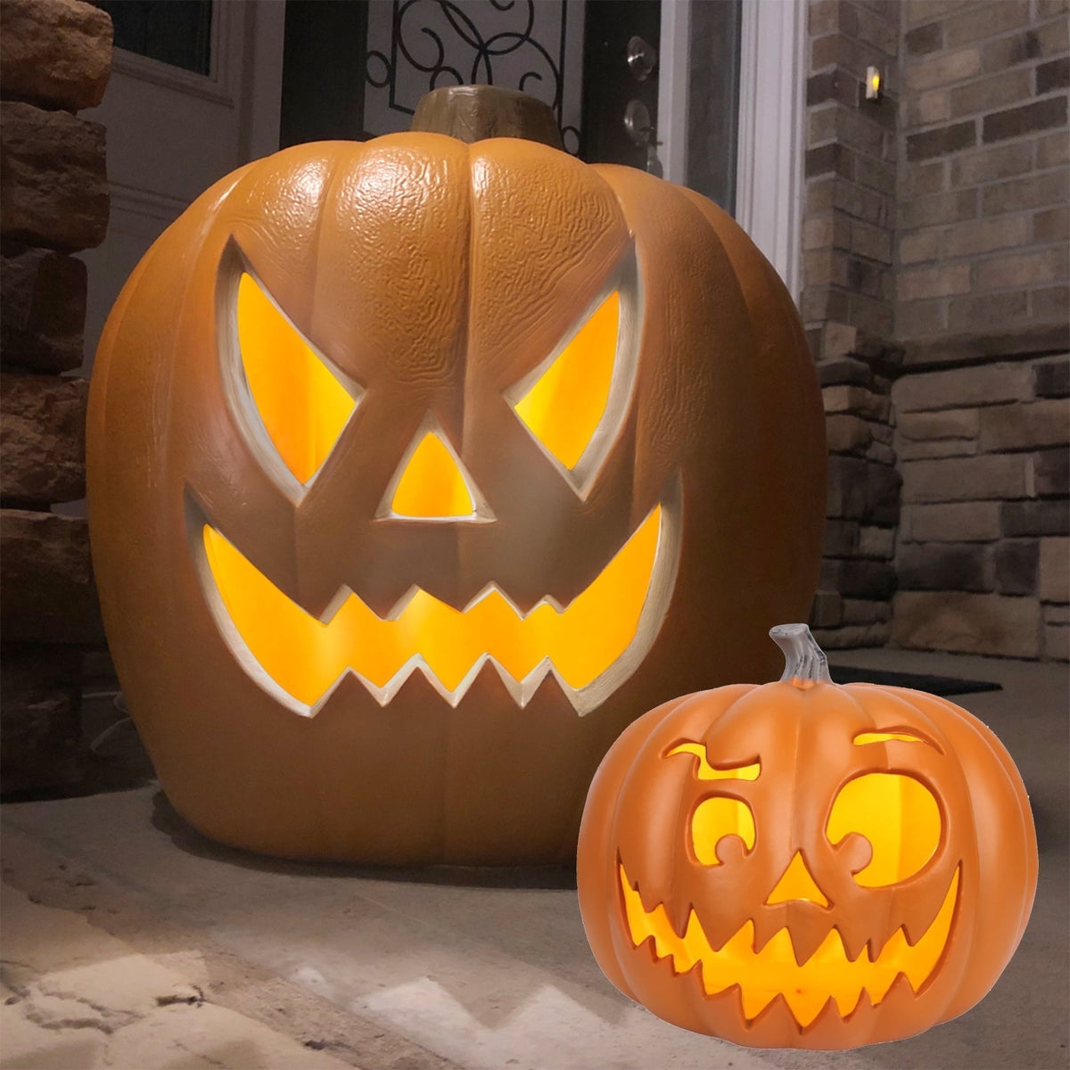Gamexcel 21" Jack O Lantern Halloween Plastic Pumpkin Lights with Pre-lit LED Bulbs - Indoor/Outdoor Smile Face Decoration
