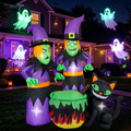 KINQUINN 6FT Halloween Inflatable 2 Witch with Cauldron and Cat Decoration Outdoor, Blow Up Witch with Build-in LEDs, Blow Up Yard Decoration Outdoor for Outside, Indoor, Lawn, Yard, Garden