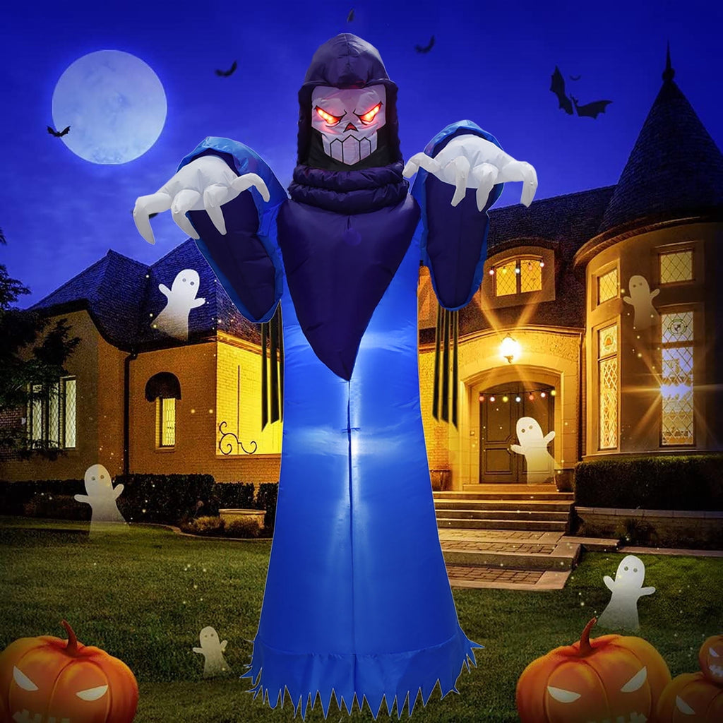 KINQUINN 7.55 Ft Giant Halloween Inflatable Decorations Outdoor Blow Up Grim Reaper Ghost LED Lights Stakes Tethers Yard Garden Lawn Home Party Holiday Outside Decor