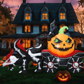 KINQUINN 9 FT Halloween Inflatable Dragon Pull Pumpkin Cart Outdoor Decorations, Blow Up Dragon with Build-in LEDs, Halloween Decorations for Yard Lawn Party Garden Outside Indoor Home Porch