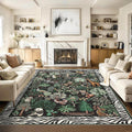 Large Jungle Animal Living Room Rug 10x13 Washable Forest Indoor Rugs for Bedroom Non Slip Foldable Low Pile Modern Floor Mat Stain-Resistant Neutral Carpet for Kids Playroom Dorm Nursery Black