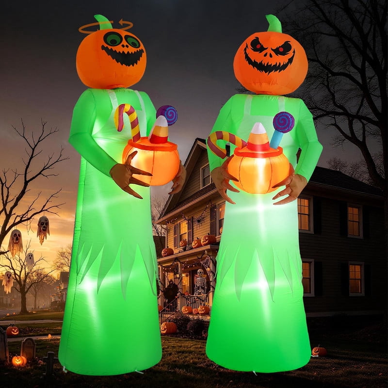 Novtech 10 FT Grim Reaper Halloween Inflatables, Pumpkin Head, Motion Activated Scream, 8 RGB Light Modes, Blow Up Outdoor Yard Decorations for Trick or Treat, Lawn Garden Party & Scary Haunted House