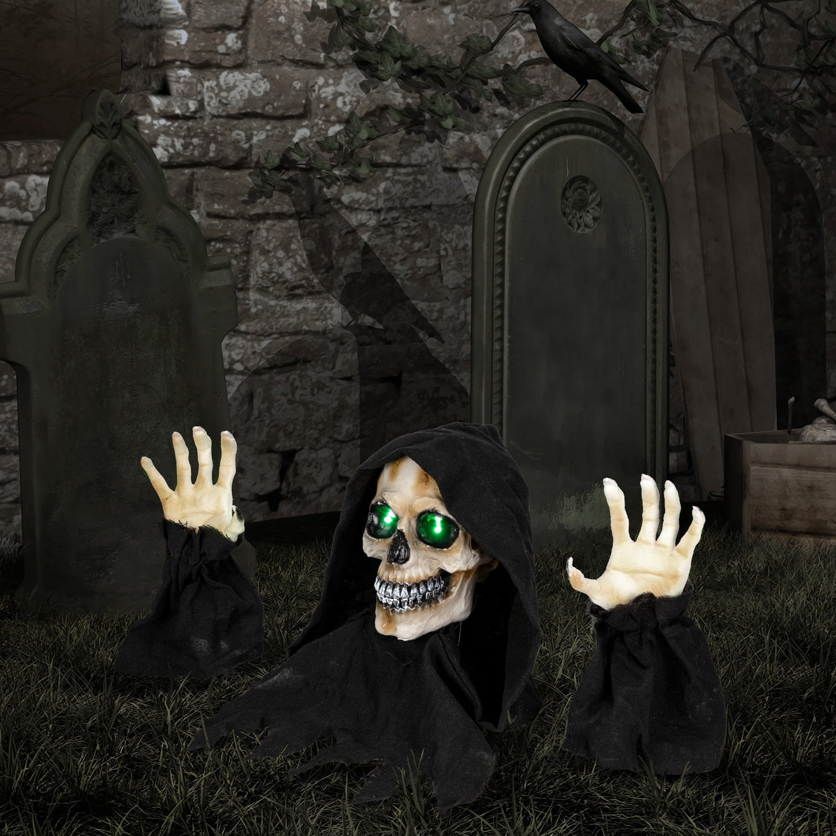 Northlight LED Lighted Grim Reaper with Sound Outdoor Halloween Decoration - 8"