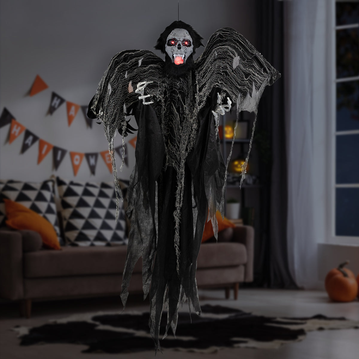 Northlight Animated Hanging Zombie Vampire with Lights and Sound Halloween Decoration - 5'