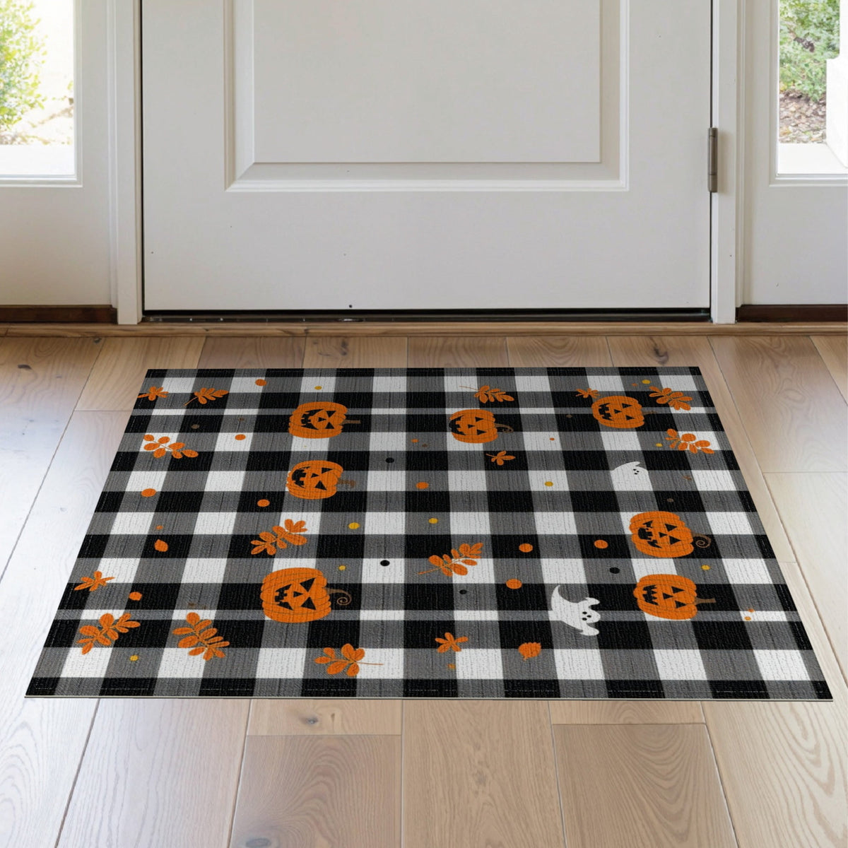 ODIKA Halloween Striped Pumpkin Ghost Farmhouse Welcome Fallc Door Pet Friendly & Kids Safe Play for Playroom, Bedroom, Reading Nook