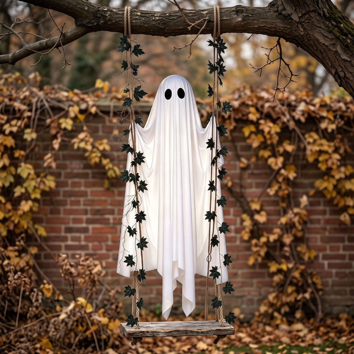 Outdoor Halloween Decorations Gaslight Ghoul, 79" Tall Hanging Skeleton Holding Street Light with Creepy Blue Eyes, Tattered Robe Ghost Decor for Yard Patio Walkway, Front Porch, Road
