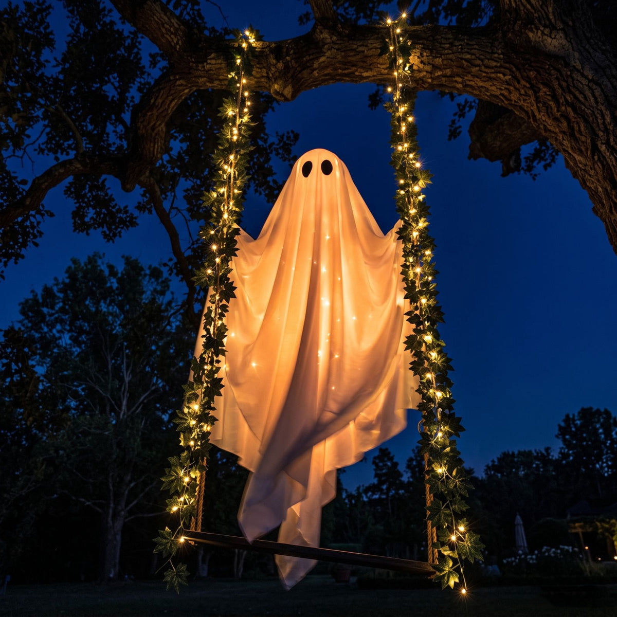 Outdoor Halloween Decorations Gaslight Ghoul, 79" Tall Hanging Skeleton Holding Street Light with Creepy Blue Eyes, Tattered Robe Ghost Decor for Yard Patio Walkway, Front Porch, Road