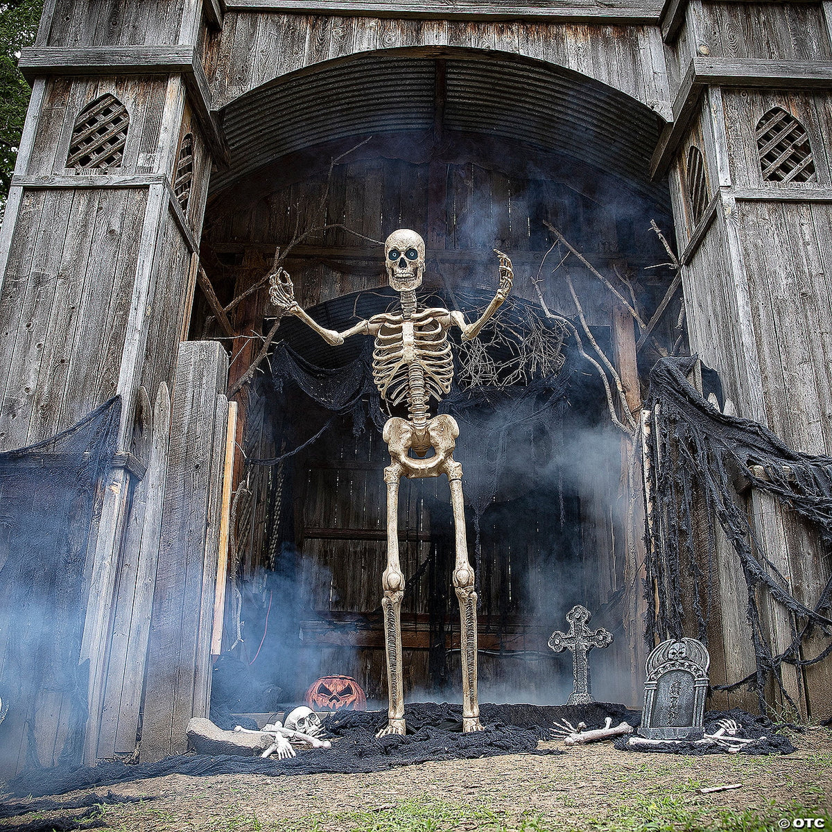 Seasonal Visions Animated Towering Skeleton with Projection Eyes Halloween Decoration - 8 ft