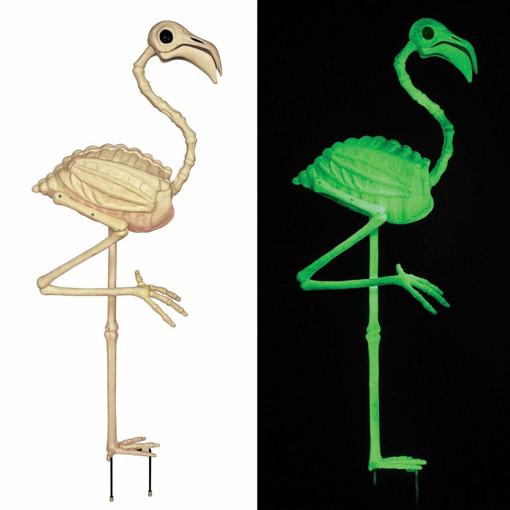 Seasons 33.75" Skeleton Flamingo Decoration Black Light Reactive Halloween Yard Prop