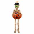 Skeleton Candy Bowl Light Up Green Eyes Top Hat Candle Holder