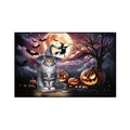 Spooky Halloween Night Witch Maine Coon Glowing Pumpkins Indoor Rug Cat Lover Kitten Owner Gifts Carpet Living Bed Room Sofa Home Decor - 12015