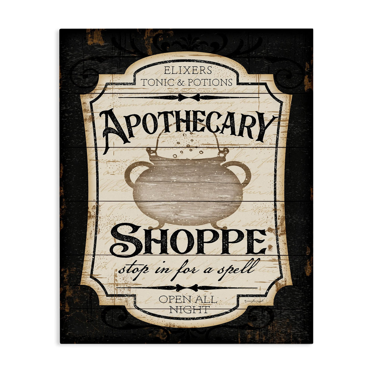 Stupell Industries Apothecary Shoppe Spooky Halloween Sign Witch Potion Cauldron, 30 x 40, Design by Jennifer Pugh