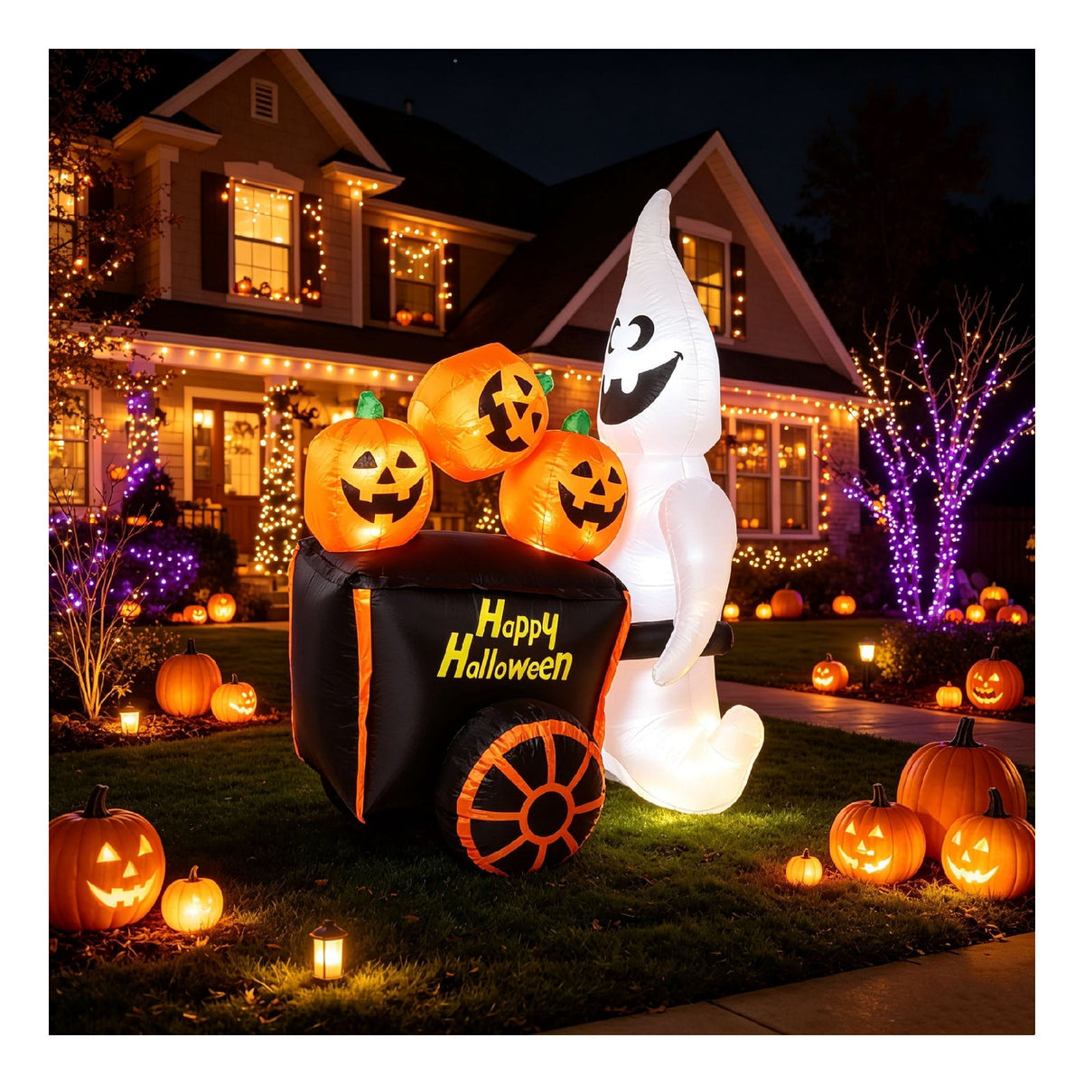 Weatherproof Inflatable Halloween Decor with LED Lights and Blower for Outdoor Display