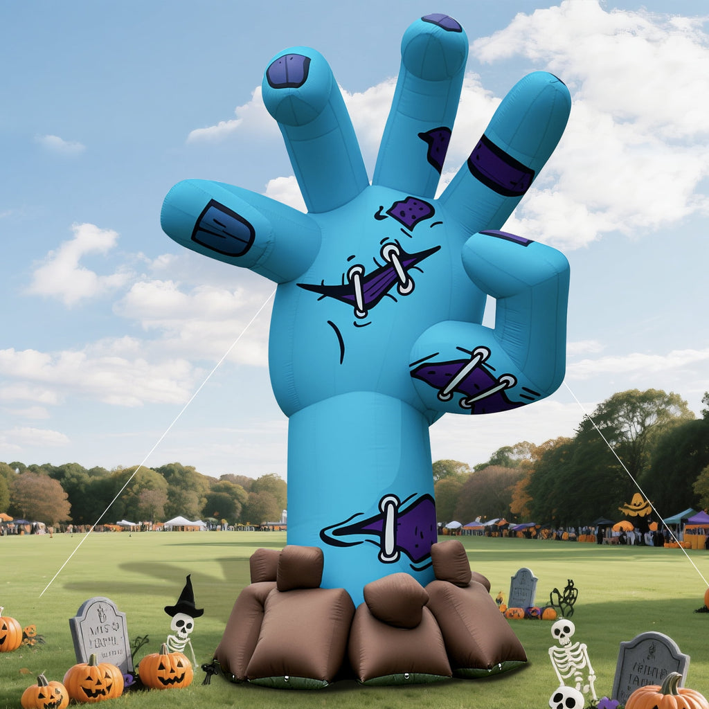Wellcomer 20ft Giant Inflatable Zombie Hand with Blower - Halloween Outdoor Decor