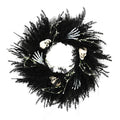 XHKUYI Halloween Skeleton Wreath 19.7 Inch, Black Skull Hand Halloween Wreath with Bone Details and Spooky Round Door Accent, for Front Door, Porch Wall, Haunted House Party, Indoor Entry Decor