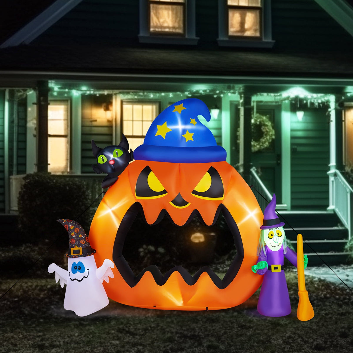 Yescom 5ft Halloween Pumpkins,Stacked Foldable,Jack O Lantern,LED Lights Party Outdoor Decorations 2026