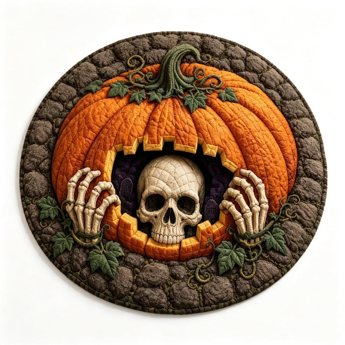 ZJNGJC 3D Circular Halloween Doormat Whimsy Charm Decoration For Indoor Space Weird Themed Entryway Rug D