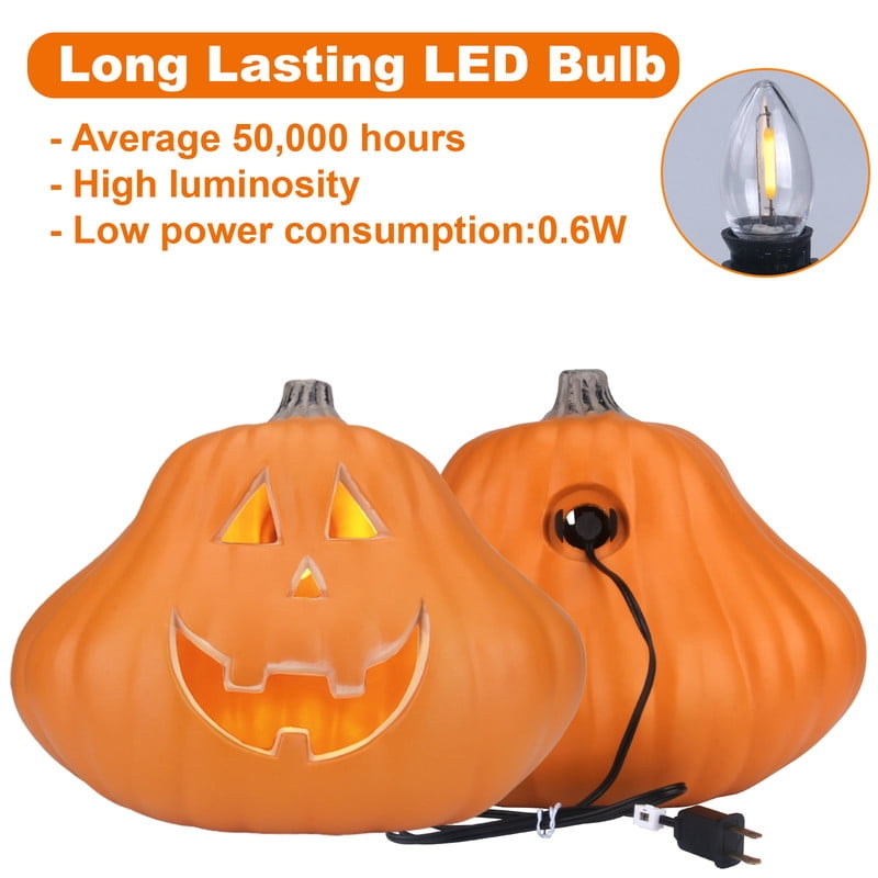 DUNCHATY 21" LED Pumpkin Light, Extra Large Angry Jack O' Lantern Halloween Decor for Outdoor Yard - Furious Face
