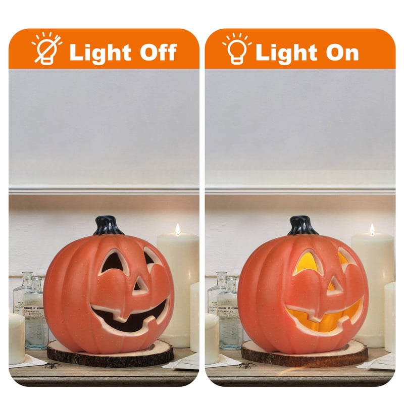 DUNCHATY 21" LED Pumpkin Light, Extra Large Angry Jack O' Lantern Halloween Decor for Outdoor Yard - Furious Face