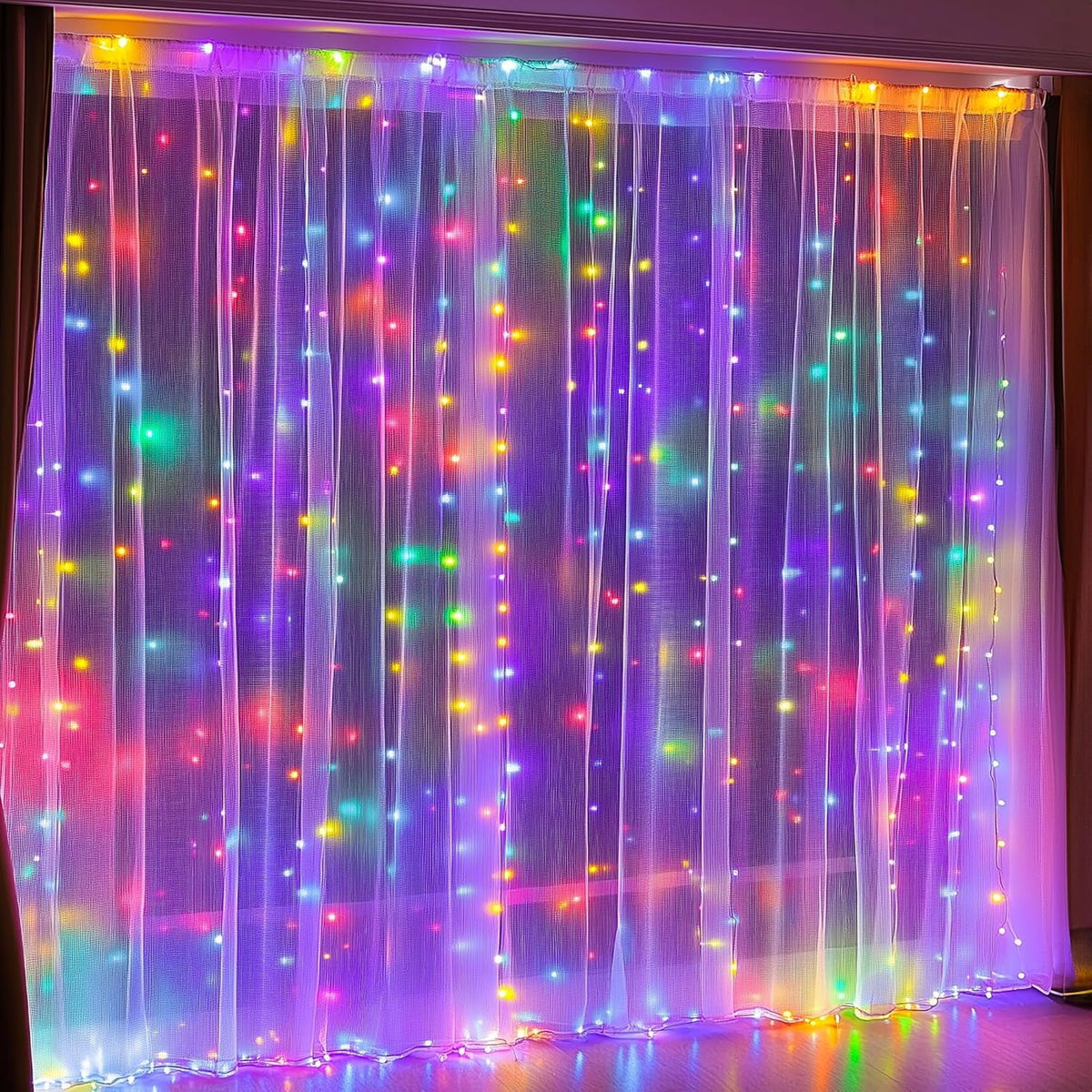 General Smart Curtain Lights, 400LED 6.6FT x 6.6FT Color Changing Valentine's Day Christmas Lights with Remote & APP, Dynamic DIY Fairy String Lights for Indoor Outdoor Bedroom Decorations