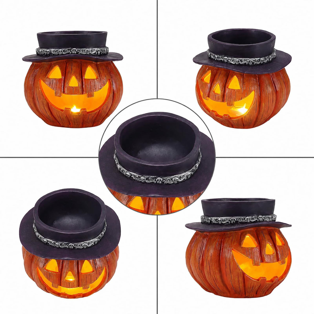 Halloween Ghost Statue with LED Glowing Eyes, Resin Ghost Figurine Tabletop Decor for Indoor Home, Mantel, Shelf, Entryway and Halloween Party Display