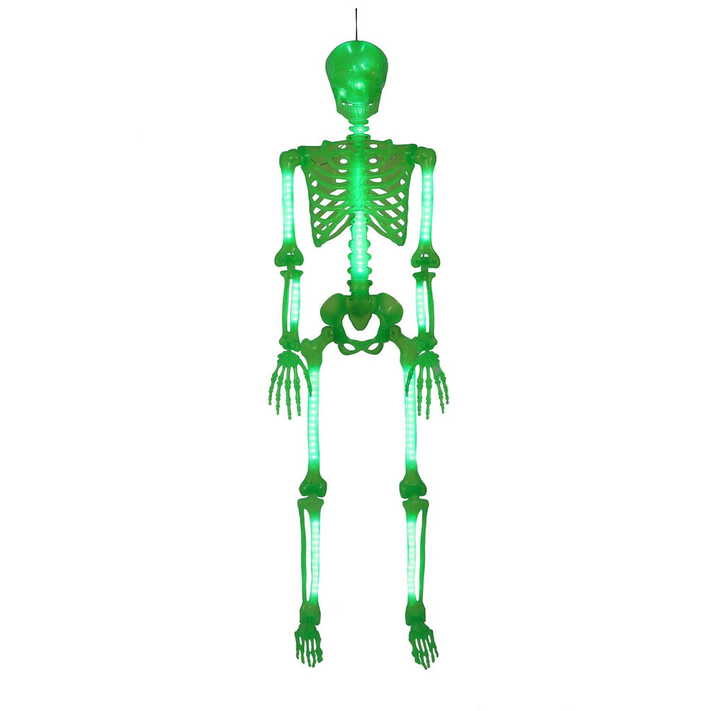 5' Pre-Lit Color Changing Poseable Skeleton, Animated Halloween Decoration with LED Color-Changing Lights
