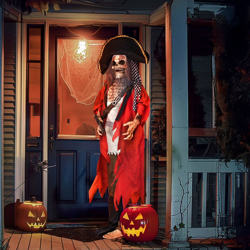 Zimtown 6.3FT Halloween Animatronic Pirate Standing Pirate The Sound Activated Halloween Prop