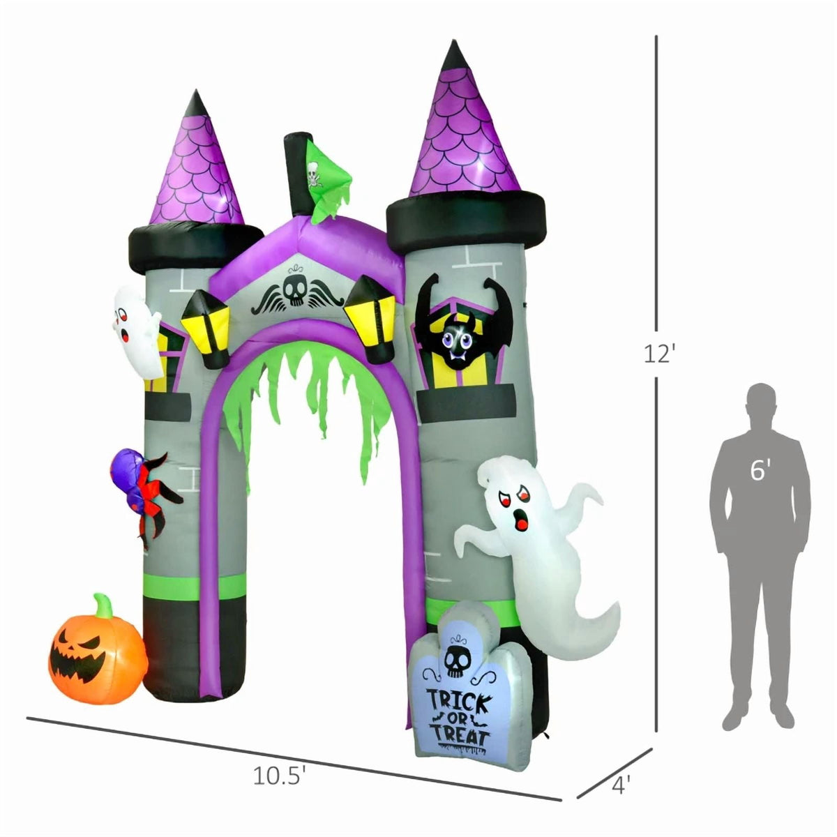 Inflatable Halloween Archway Modern Lightweight Weather Resistant Lighted Easy Setup Durable