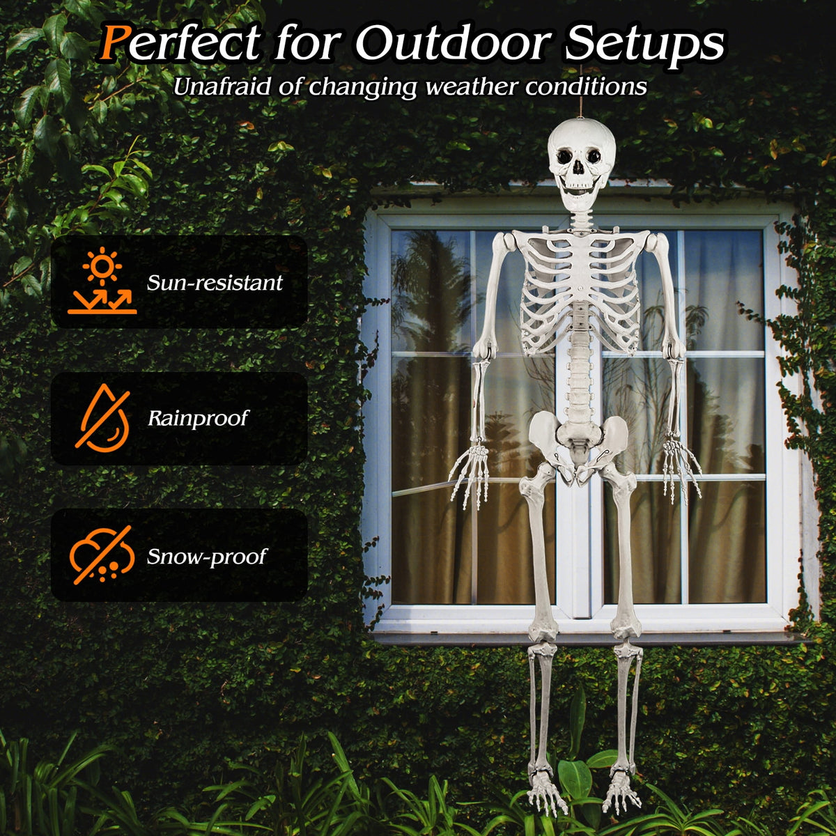5.4ft Halloween Christmas Skeleton Life Size Realistic Full Body Hanging with Movable Joints 63 Inches