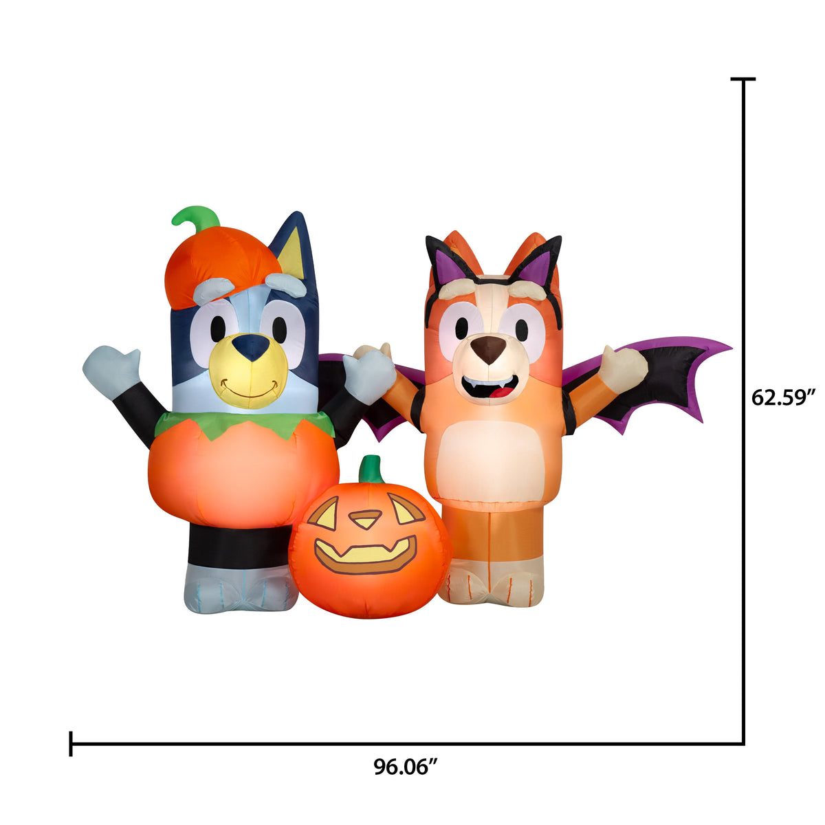 Airblown Halloween Yard Inflatables Light Bluey and Bingo with Jack o' Lantern Large Scene BBC, 5.2 ft