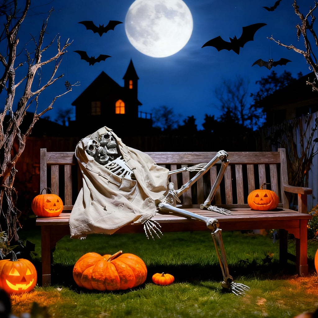 Yescom 5.6ft Halloween Pirate Captain Skeleton Life Size Human Bone Movable Joints Outdoor Decor 2026