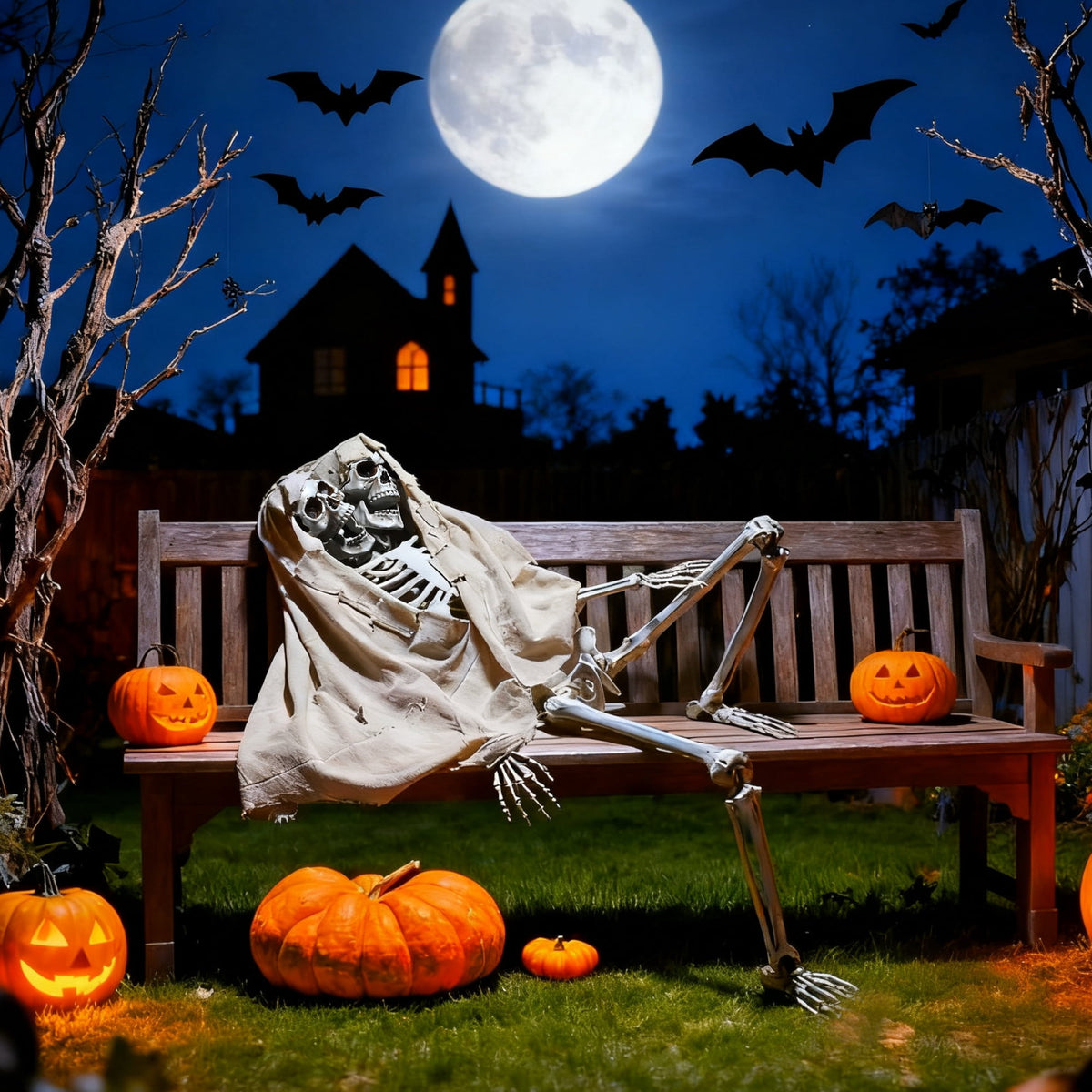 Yescom 5.6ft Halloween Pirate Captain Skeleton Life Size Human Bone Movable Joints Outdoor Decor 2026