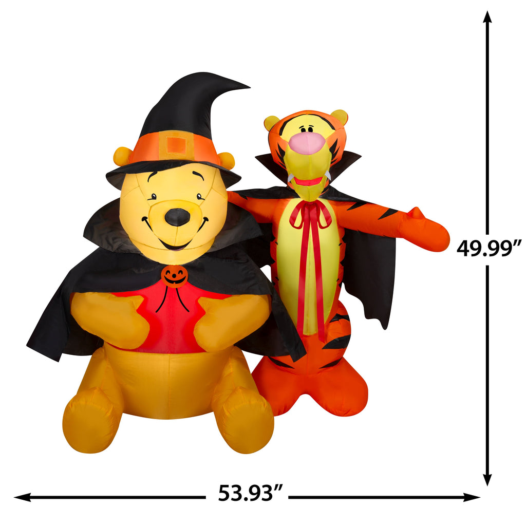 Disney Winnie the Pooh and Tigger Halloween Inflatable Scene in Costumes, 4-Ft Lighted Airblown Yard Decor