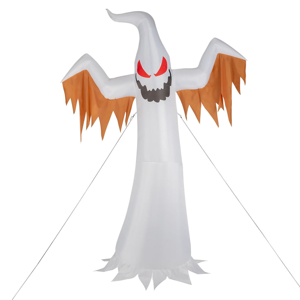 12FT Inflatable Scary Ghost with Flames and Flashing Red Eyes LED Lights for Halloween Yard Decor