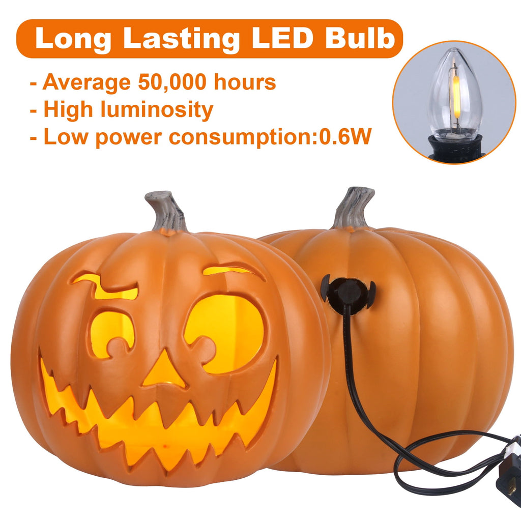 Gamexcel 21" Jack O Lantern Halloween Plastic Pumpkin Lights with Pre-lit LED Bulbs - Indoor/Outdoor Smile Face Decoration
