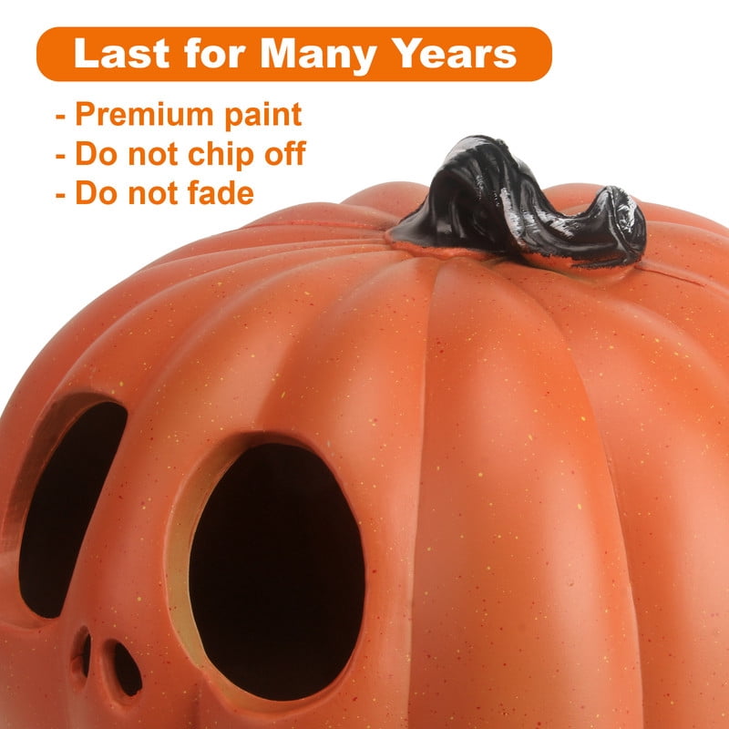 Active Mind Ltd Halloween Pumpkin Decorations 2-Pack 10" LED Light-Up Set, Waterproof Jack-O'-Lantern Ornaments for Indoor Outdoor Porch Yard Party
