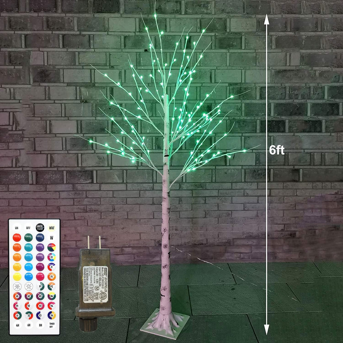 6FT Lighted Birch Tree for Halloween Decorations, 35 Colors Birch Tree with 120 LED Lights Color Changing, White Trees with Multicolor Lights Remote Timer for Home Holiday Party Indoor Outdoor
