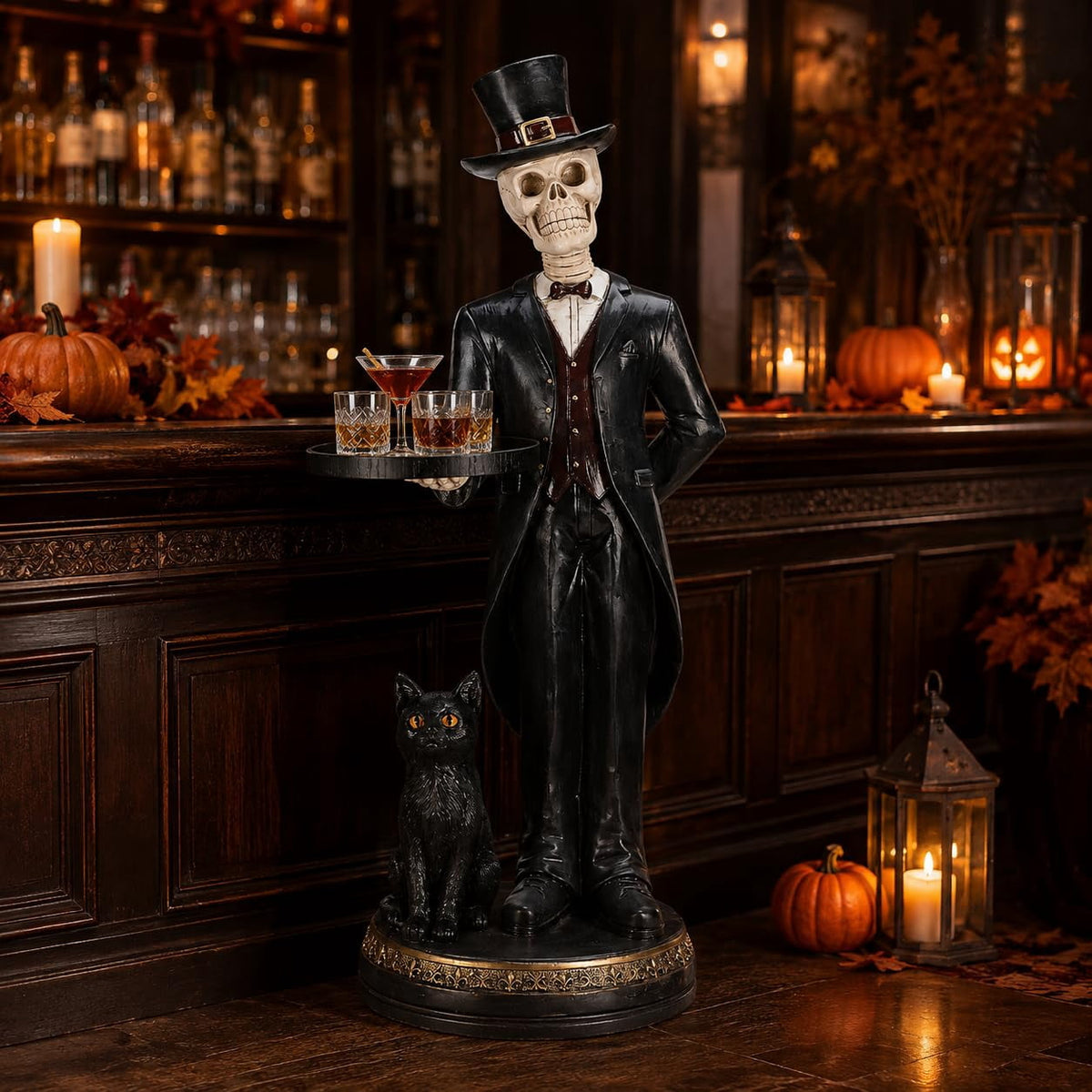 Halloween Ghost Statue with LED Glowing Eyes, Resin Ghost Figurine Tabletop Decor for Indoor Home, Mantel, Shelf, Entryway and Halloween Party Display