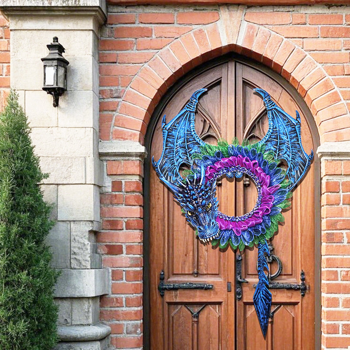 Aximioll Halloween Blue Wreath, Artificial Layered Floral, Halloween Wreath for Front Door, Entryway and Mantel