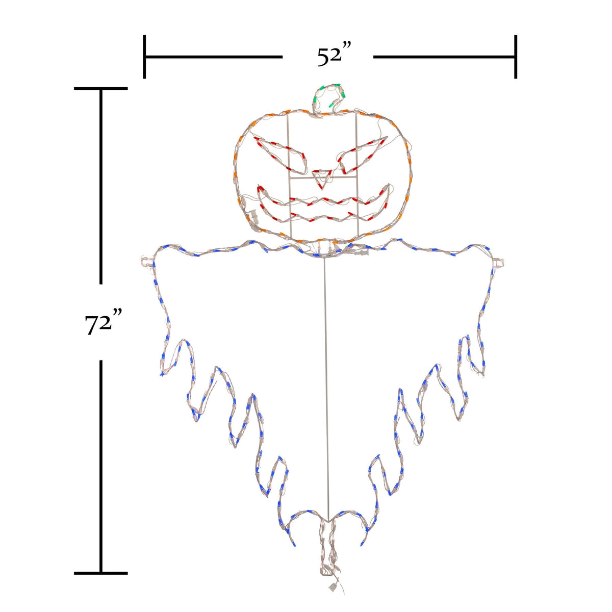 HOLIDYNAMICS LED Jack o Lantern Evil Scarecrow Decoration, Halloween, Scarecrow, White, 72 Inch, 1 Count