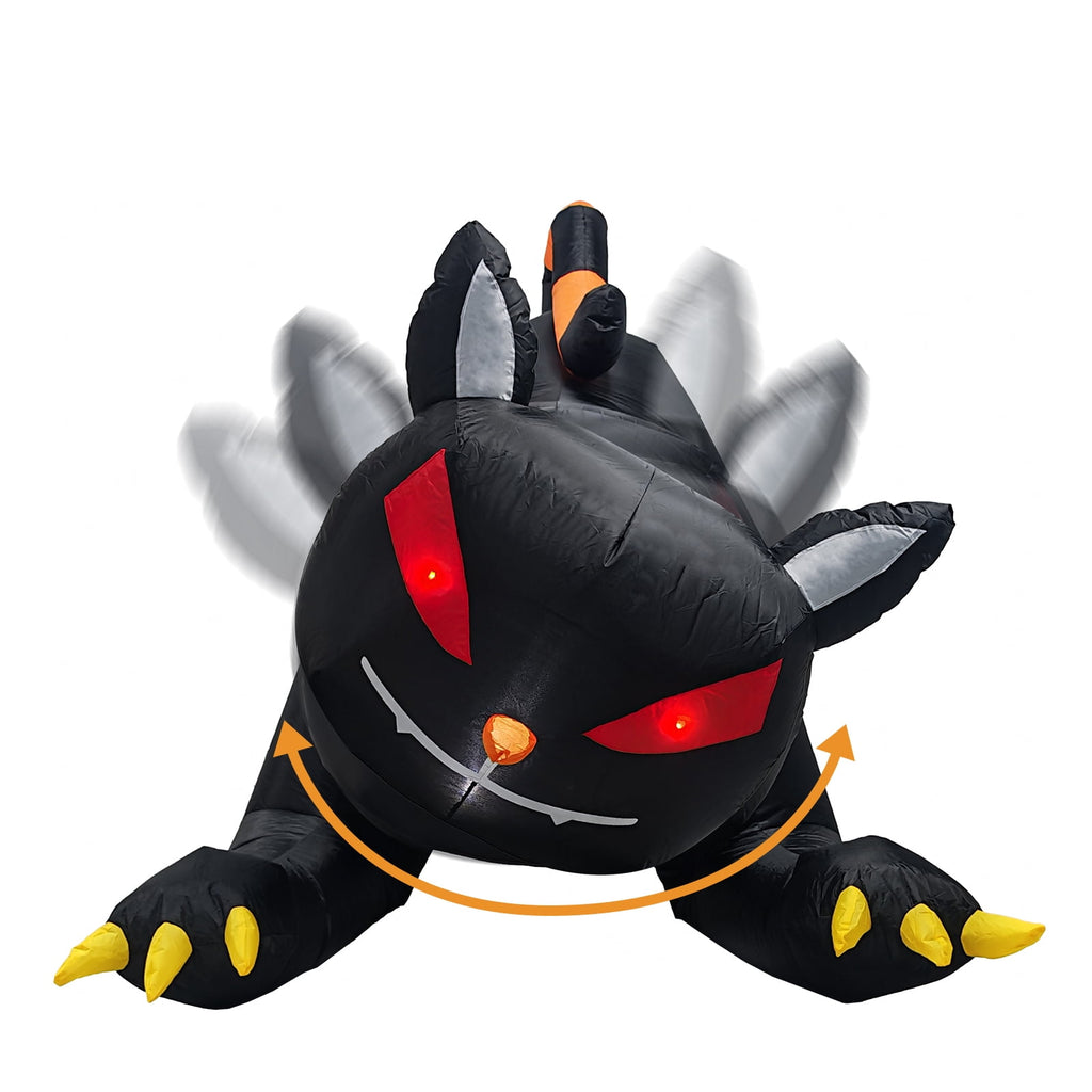 6.5ft Animated Halloween Inflatable Black Cat with Moving Head and LED Lights for Yard Decor