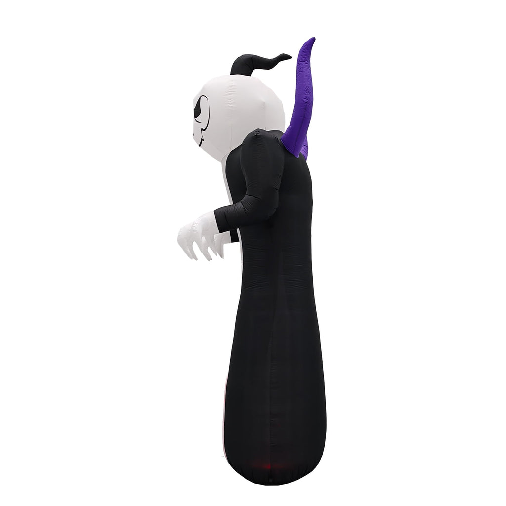 12ft Giant Halloween Inflatable Grim Reaper with Pumpkin Head and 3 Color LED Flame Decor