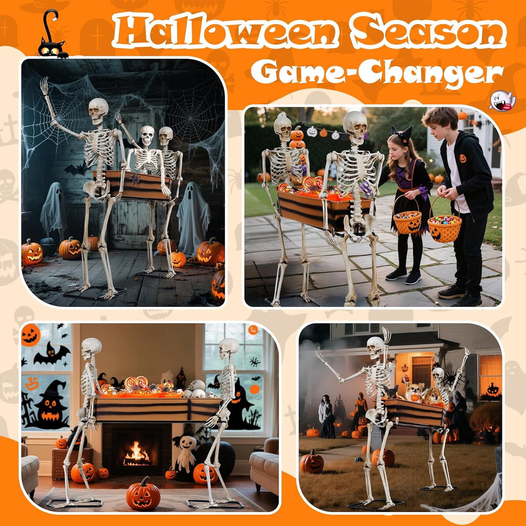 Areker Halloween Skeleton Decorations Outdoor,5 Ft Life‑Size 2 Poseable Skeletons Carrying Coffin Cooler,Halloween Decor for Yard, Haunted House, Bar, Indoor & Outdoor Display