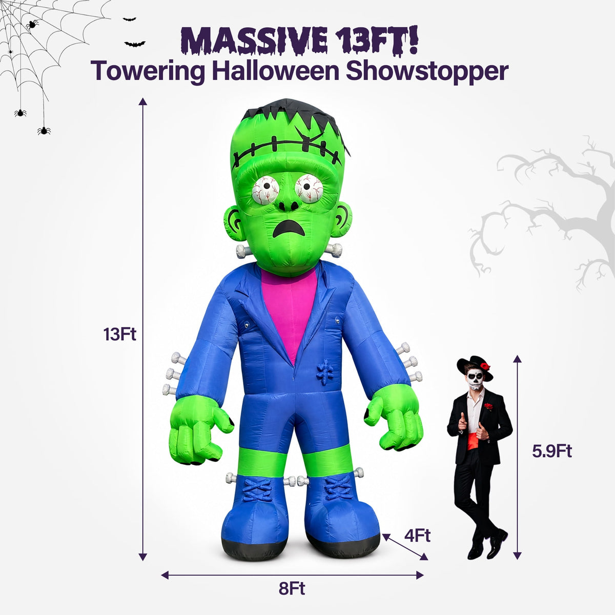 Wellcomer 20ft Giant Inflatable Frankenstein with Blower - Halloween Outdoor Decor