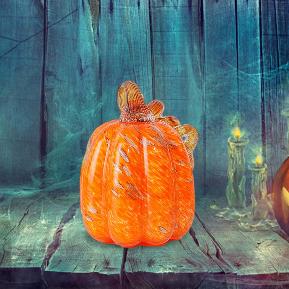 Glass Pumpkin Decoration Artificial Pumpkin for Halloween Thanksgiving Decor L