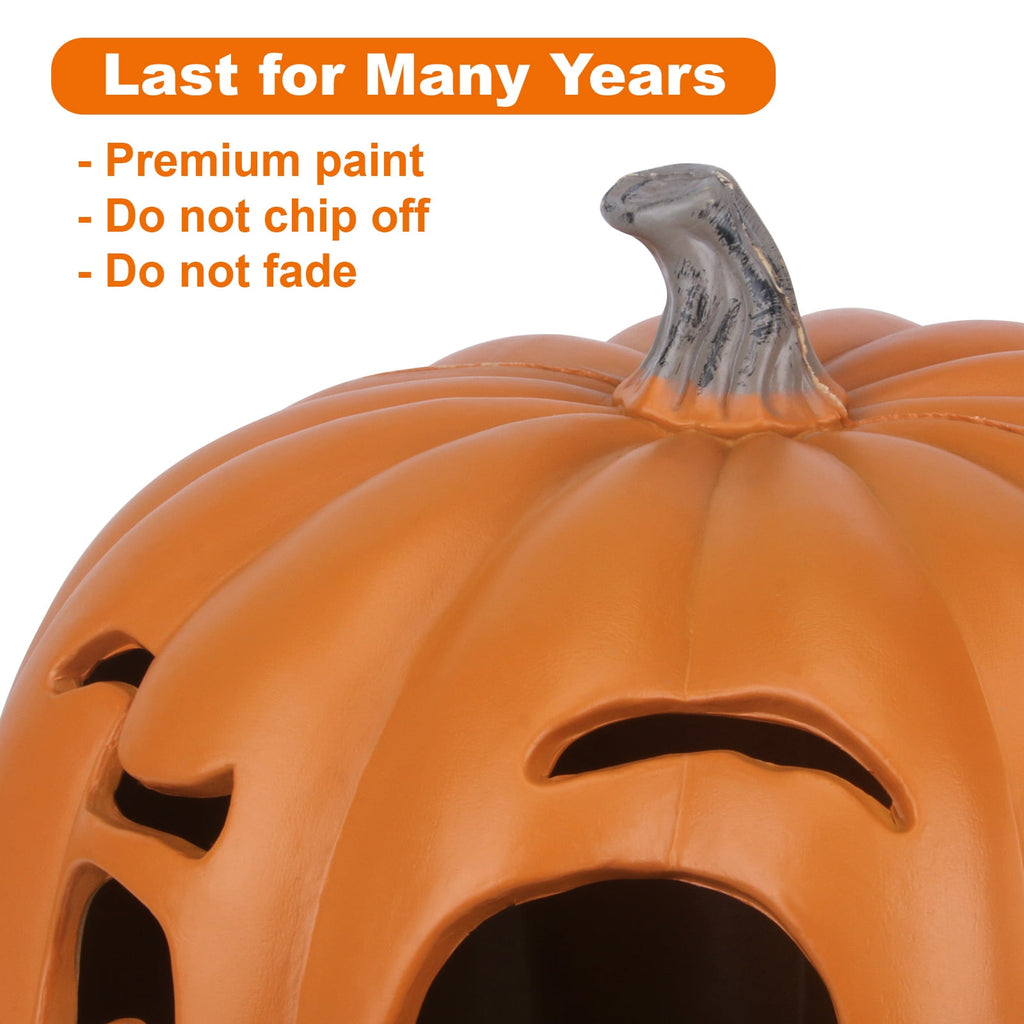 Gamexcel 21" LED Light-Up Jack O Lantern, Pre-lit Halloween Plastic Pumpkin Lights for Indoor/Outdoor Decoration - Angry Face
