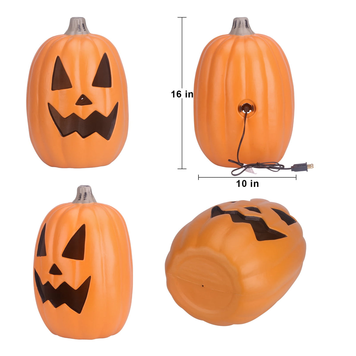 4Pack LED Lighted Jack O Lantern Indoor Outdoor Halloween Large Pumpkin Lantern Decoration