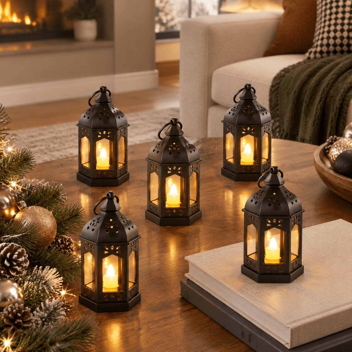 Mini Lantern With Flickering Led Candles Set Of 20 Vintdecorative Hanging Candle Lanterns Formas Wedding Decorations Party Table